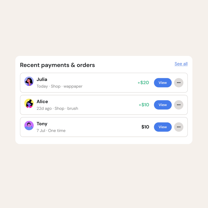 Orders tab in shop setup, marking a physical order as shipped and adding tracking details